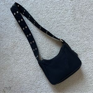 Weekday Grommet strap crossbody black bag